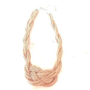 NWT WOMENS BRAIDED/NODDED NECKLACE TAUPE IN COLOR